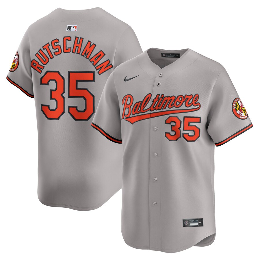 Men's Baltimore Orioles Adley Rutschman Nike Gray Road Limited Player Jersey - Puhuasuan