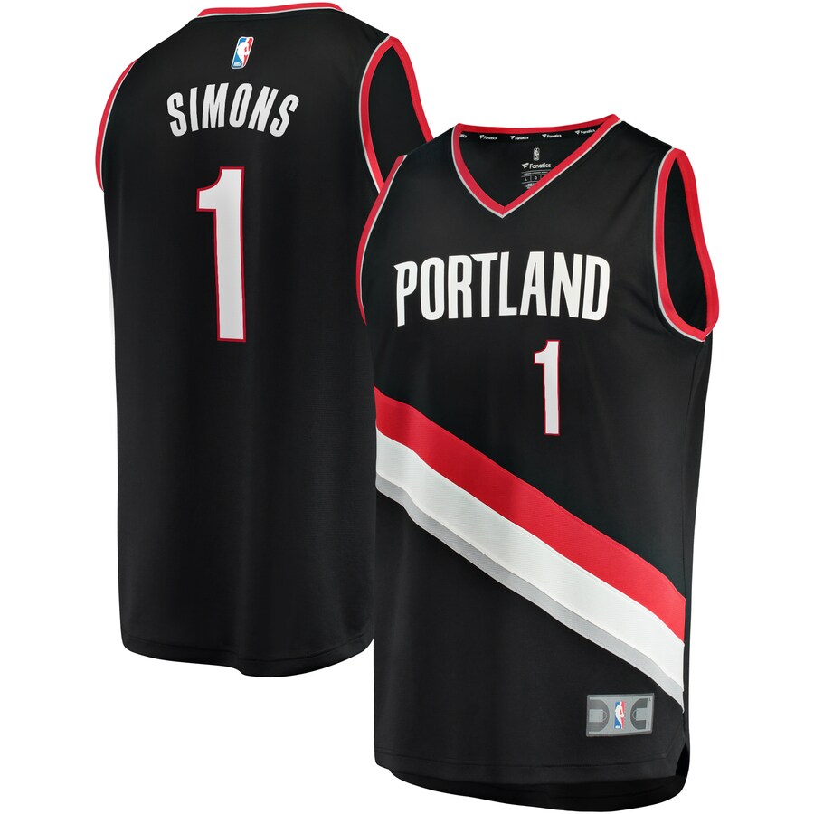 Men's Portland Trail Blazers Anfernee Simons Fanatics Black Fast Break Replica Player Jersey - Icon Edition - Puhuasuan