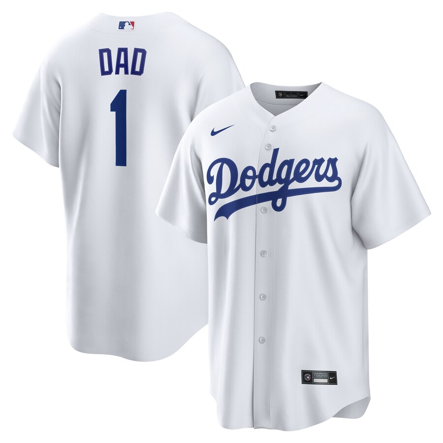 Men's Los Angeles Dodgers Nike White #1 Dad Home Replica Jersey - Puhuasuan