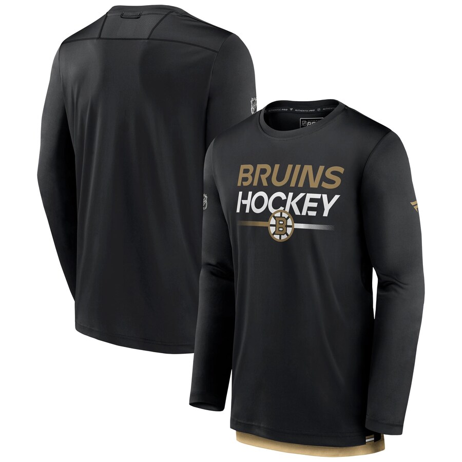 Men's Boston Bruins Fanatics Black Authentic Pro Tech Long Sleeve T-Shirt - Puhuasuan