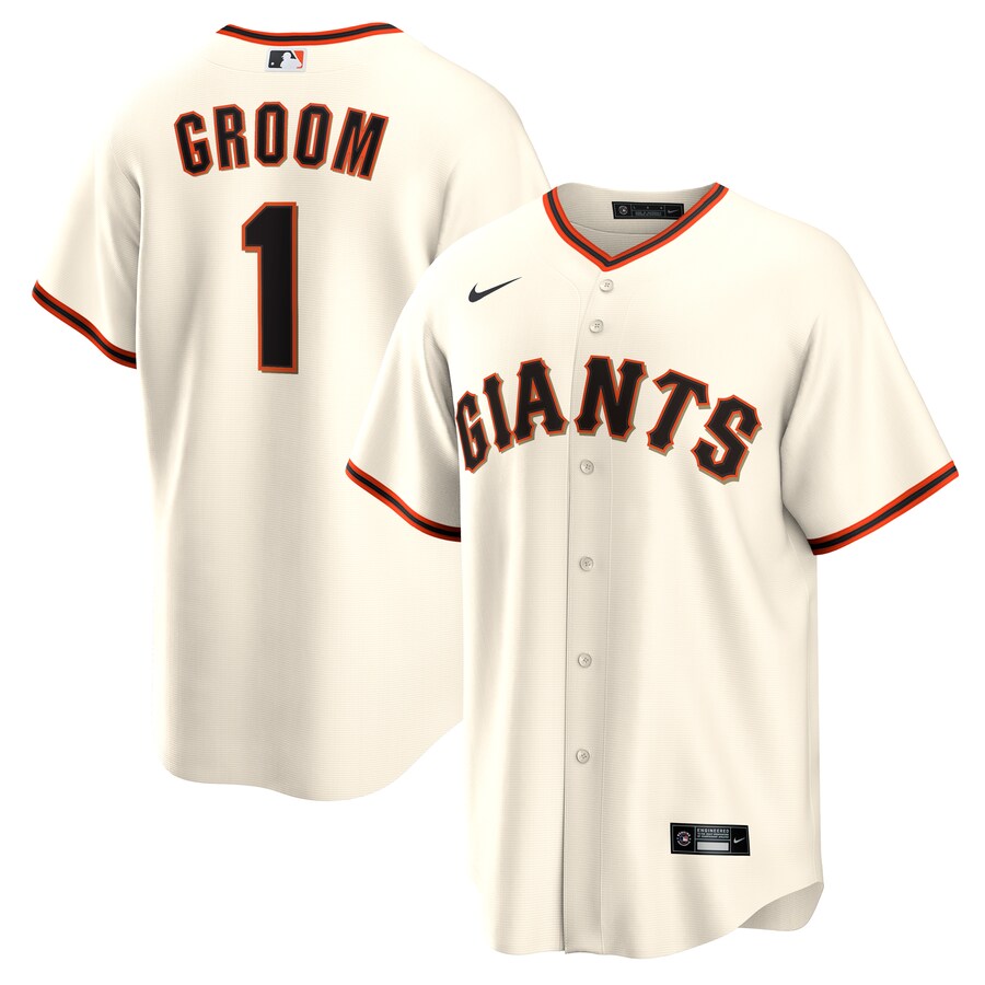 Men's San Francisco Giants Nike White #1 Groom Home Replica Jersey - Puhuasuan