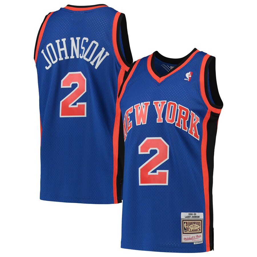 Men's New York Knicks Larry Johnson Mitchell & Ness Blue 1998/99 Hardwood Classics Swingman Jersey - Puhuasuan