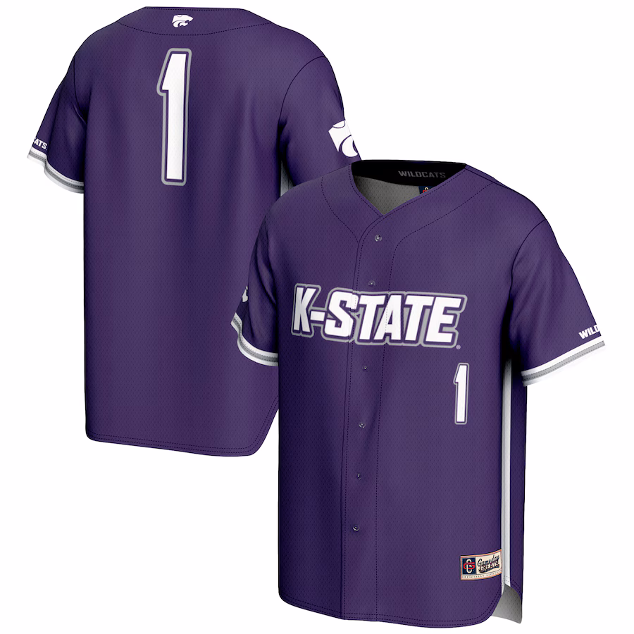 Men's GameDay Greats #1 Purple Kansas State Wildcats Lightweight Baseball Jersey - Puhuasuan