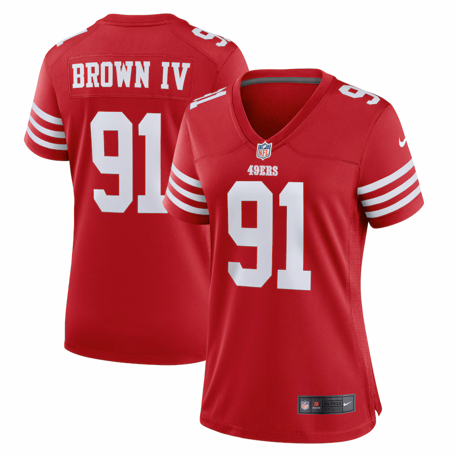 Women's San Francisco 49ers Earnest Brown IV Nike  Scarlet Team Game Jersey - Puhuasuan