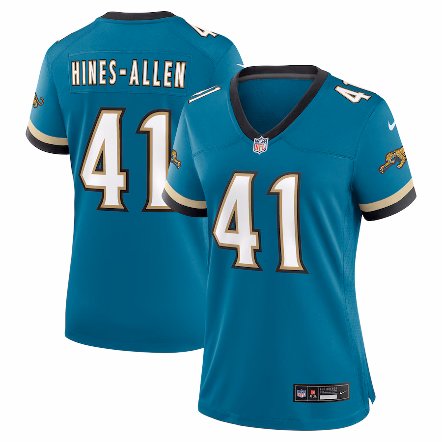 Women's Jacksonville Jaguars Josh Hines-Allen Nike Teal Prowler Throwback Game Jersey - Puhuasuan