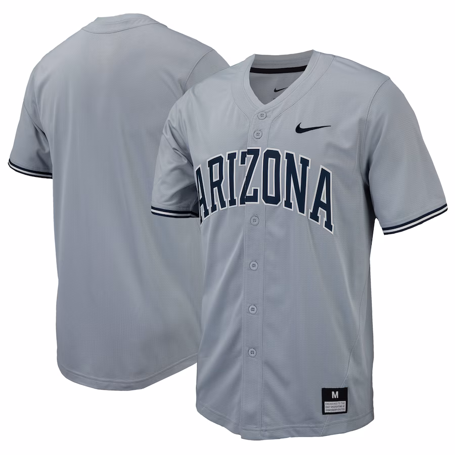 Arizona Wildcats Nike Replica Full-Button Baseball Jersey - Gray - Puhuasuan