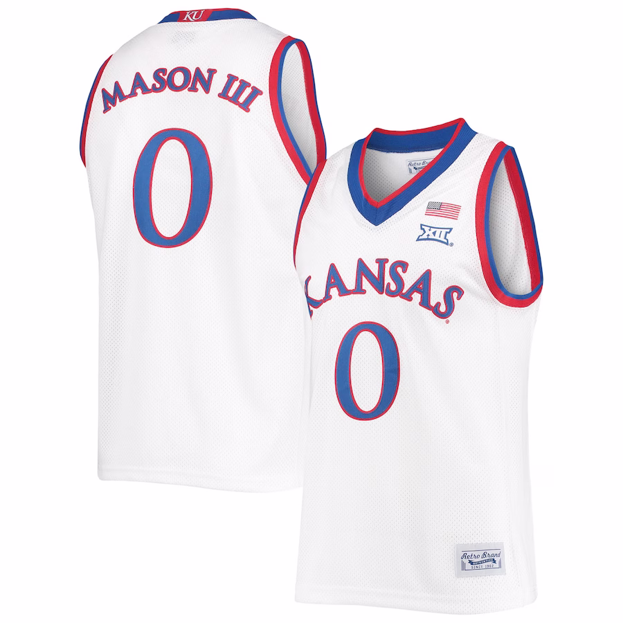 Frank Mason III Kansas Jayhawks Original Retro Brand Commemorative Classic Basketball Jersey - White - Puhuasuan