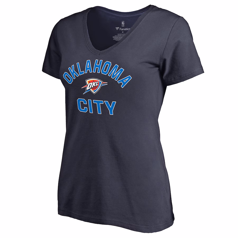Women's Oklahoma City Thunder Navy Overtime V-Neck T-Shirt - Puhuasuan