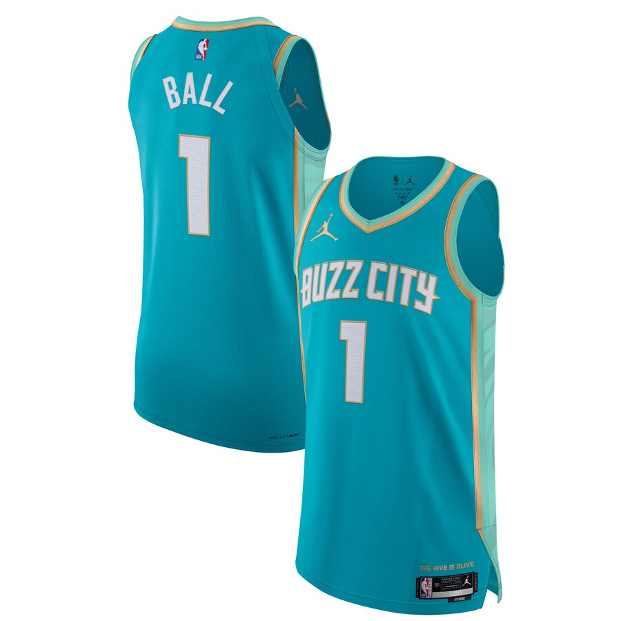 Men's Charlotte Hornets LaMelo Ball Jordan Brand Teal  Authentic Jersey - City Edition - Puhuasuan