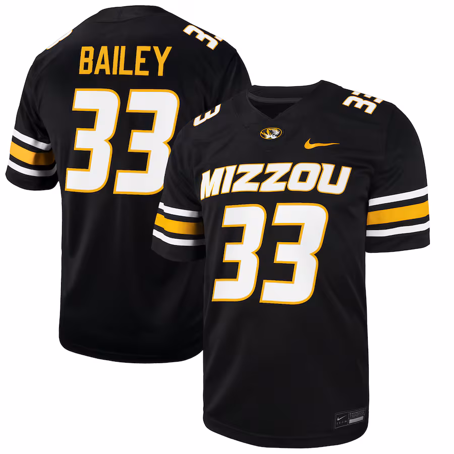 Chad Bailey Missouri Tigers Nike NIL Football Player Jersey - Black - Puhuasuan