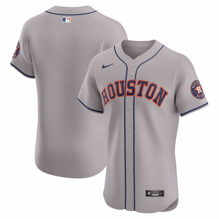 Men's Houston Astros  Nike Gray Road Vapor Premier Elite Patch Jersey - Puhuasuan