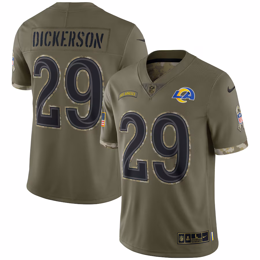 Men's Los Angeles Rams Eric Dickerson Nike Olive Salute To Service Retired Player Limited Jersey - Puhuasuan