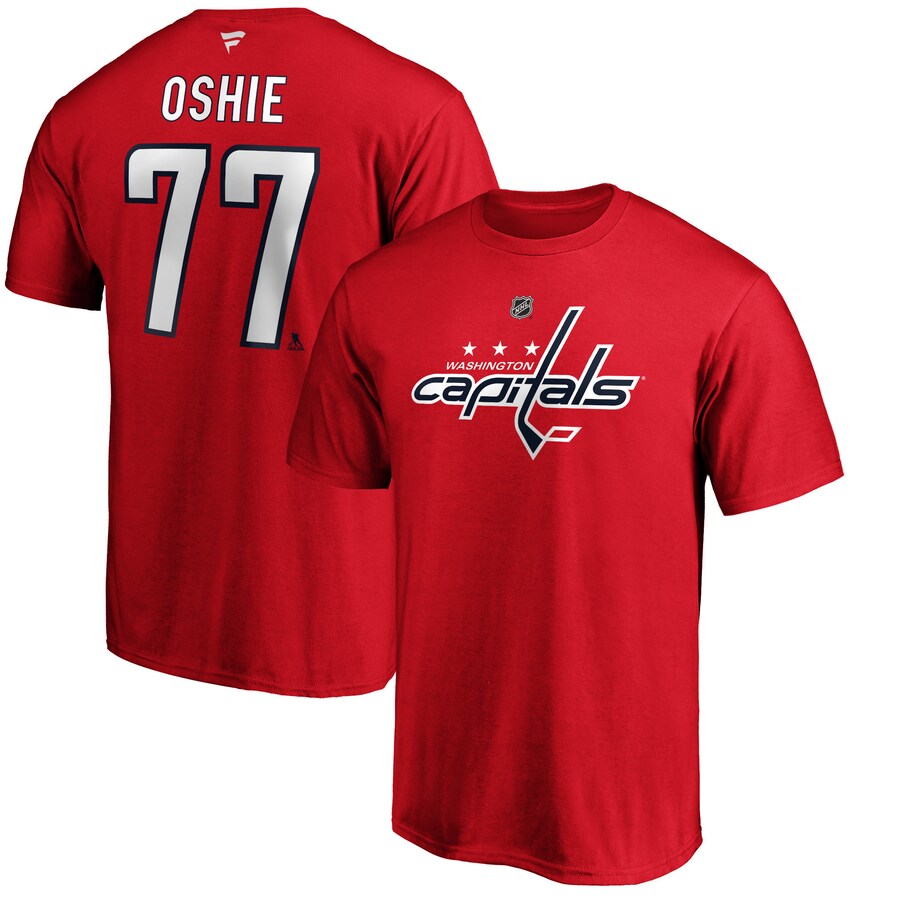 Men's Washington Capitals TJ Oshie Fanatics Red Team Authentic Stack Name & Number T-Shirt - Puhuasuan