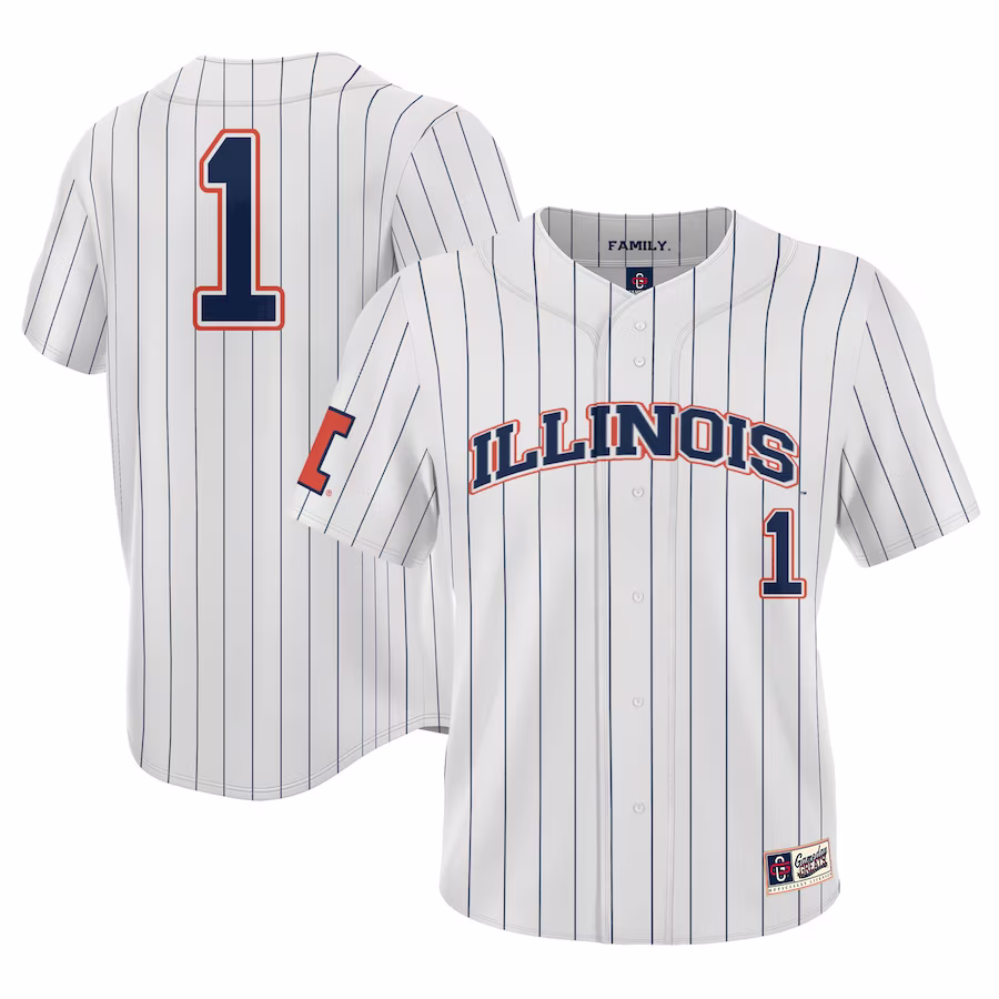 #1 Illinois Fighting Illini GameDay Greats Youth Lightweight Baseball Jersey - White - Puhuasuan