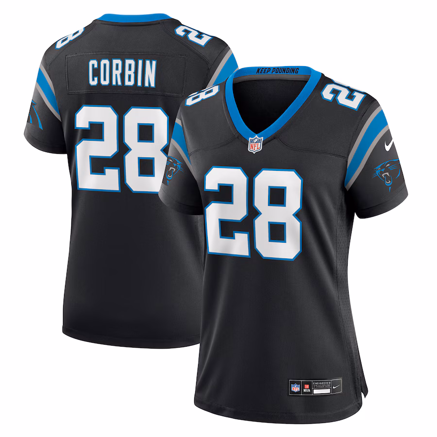 Women's Carolina Panthers Jashaun Corbin Nike  Black Team Game Jersey - Puhuasuan