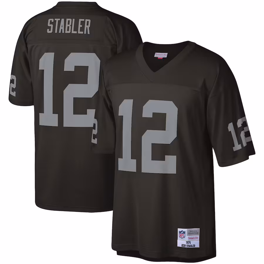 Men's Las Vegas Raiders Ken Stabler Mitchell & Ness Black Legacy Replica Jersey - Puhuasuan