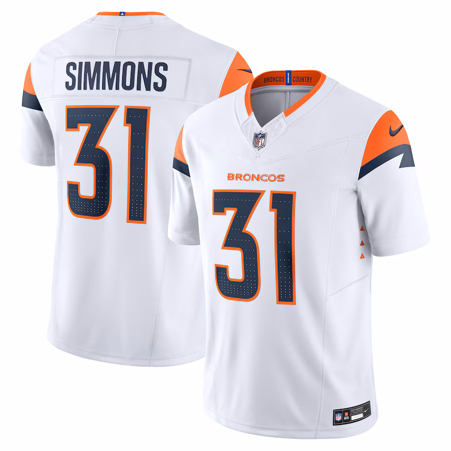 Men's Denver Broncos Justin Simmons Nike White Vapor F.U.S.E. Limited Jersey - Puhuasuan