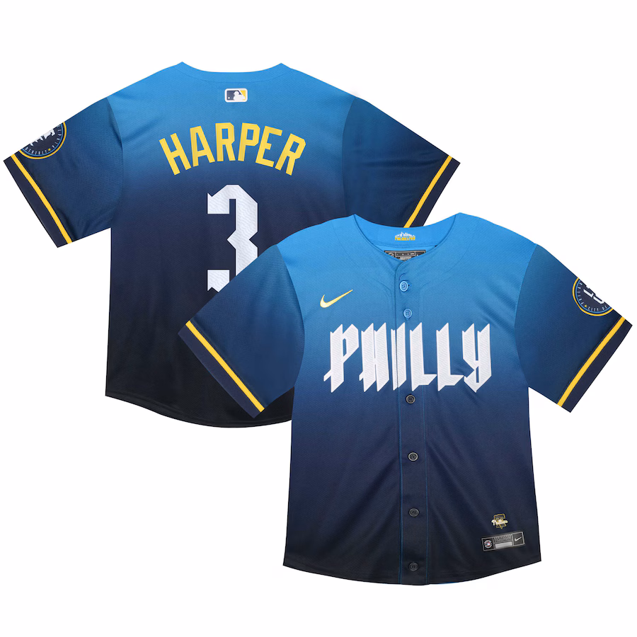 Toddler Philadelphia Phillies Bryce Harper Nike Blue 2024 City Connect Limited Player Jersey - Puhuasuan