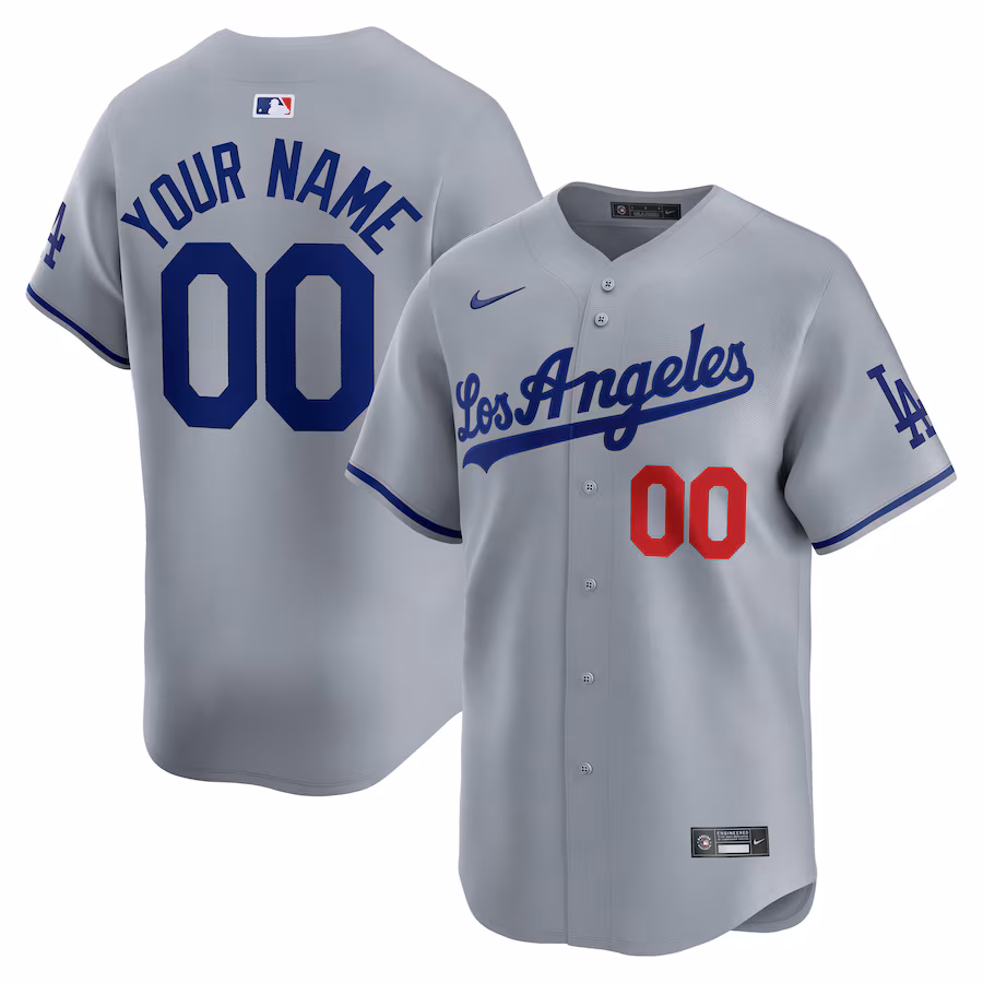 Men's Los Angeles Dodgers Nike Gray Away Limited Custom Jersey - Puhuasuan
