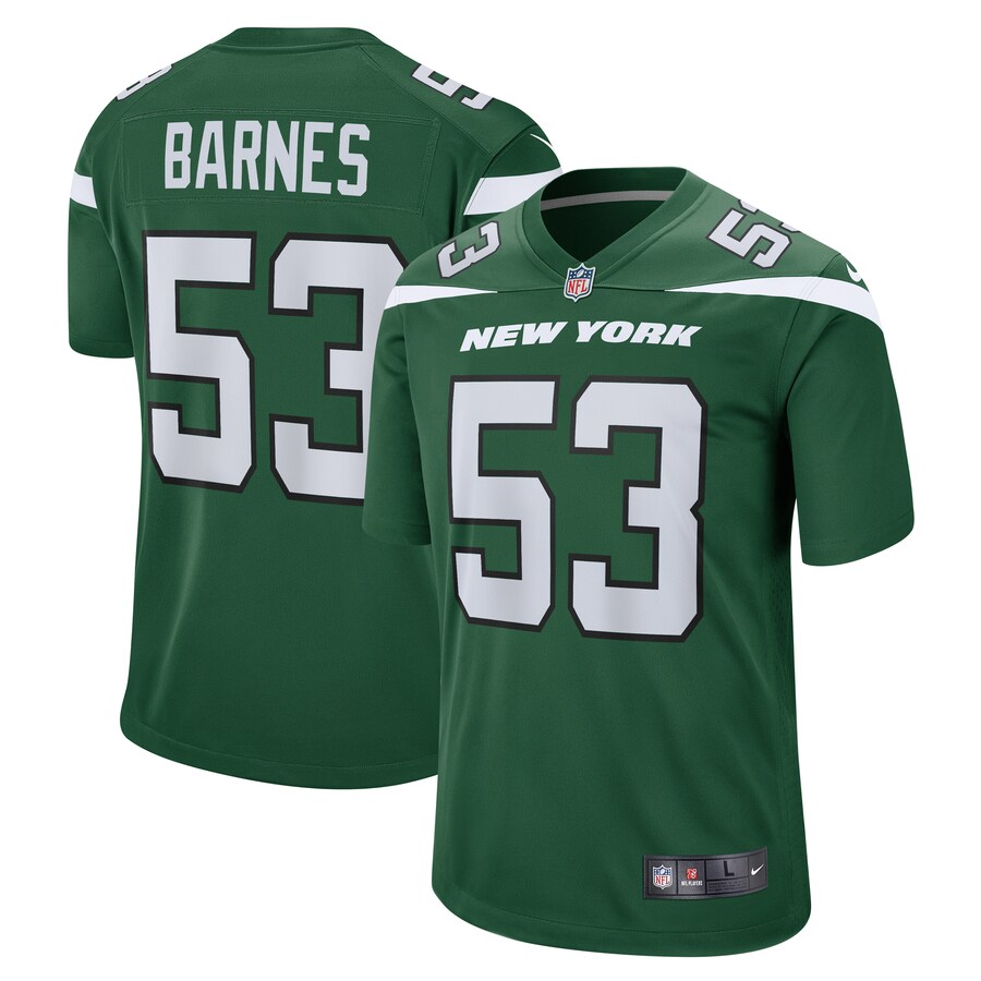 Men's New York Jets Zaire Barnes Nike Gotham Green  Game Jersey - Puhuasuan