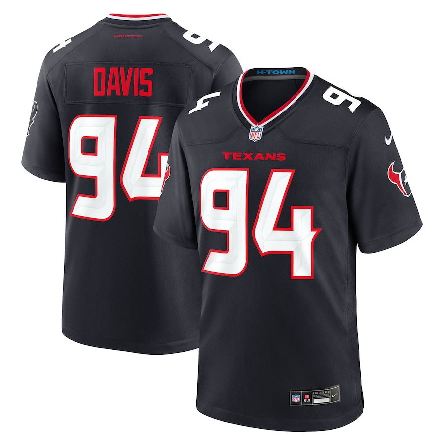 Men's Houston Texans Khalil Davis Nike Navy Team Game Jersey - Puhuasuan