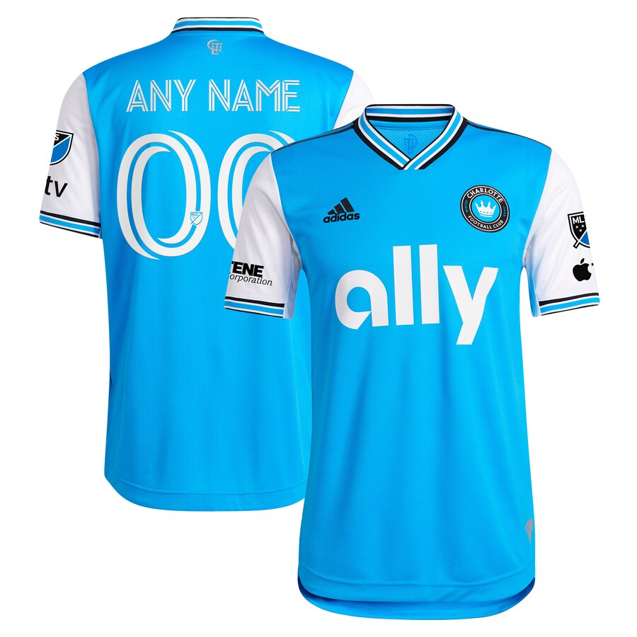 Men's Charlotte FC  adidas Blue 2023 Newly Minted Authentic Custom Jersey - Puhuasuan