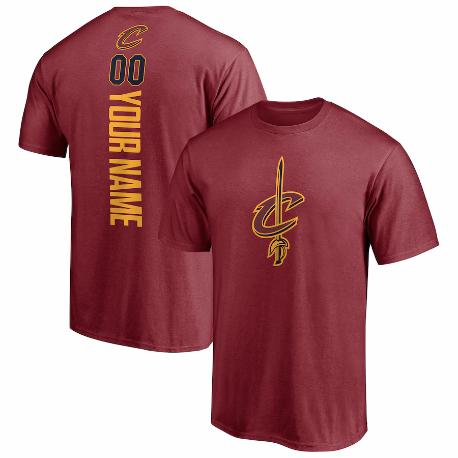 Men's Cleveland Cavaliers Wine Playmaker Personalized Name & Number T-Shirt - Puhuasuan