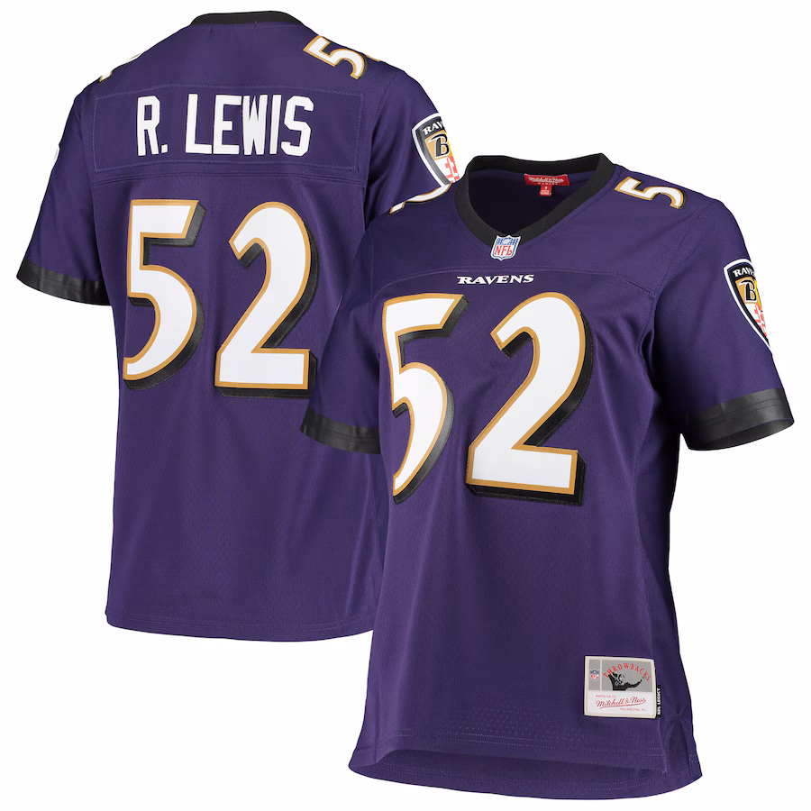 Women's Baltimore Ravens Ray Lewis Mitchell & Ness Purple Legacy Replica Team Jersey - Puhuasuan