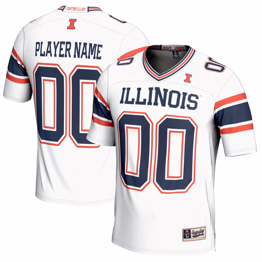 Illinois Fighting Illini GameDay Greats Youth NIL Pick-A-Player Football Jersey - White - Puhuasuan
