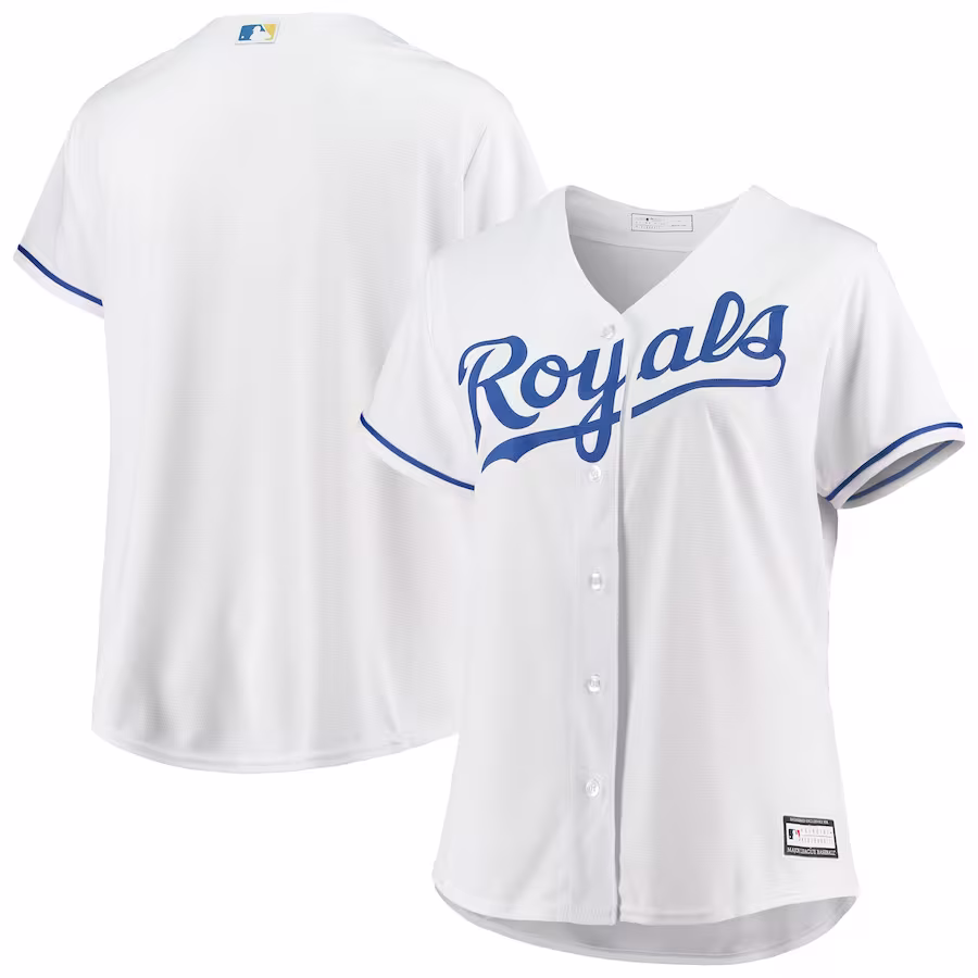 Women's Kansas City Royals White Plus Size Home Replica Team Jersey - Puhuasuan