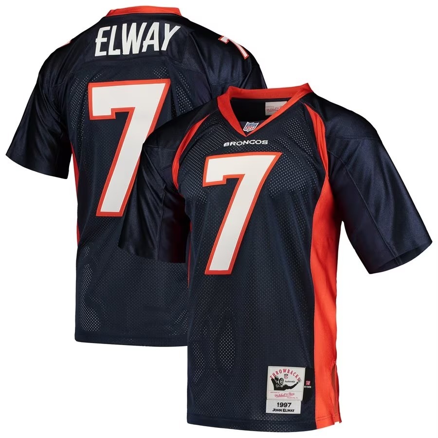 Men's Denver Broncos John Elway Mitchell & Ness Navy 1997 Authentic Throwback Retired Player Jersey - Puhuasuan