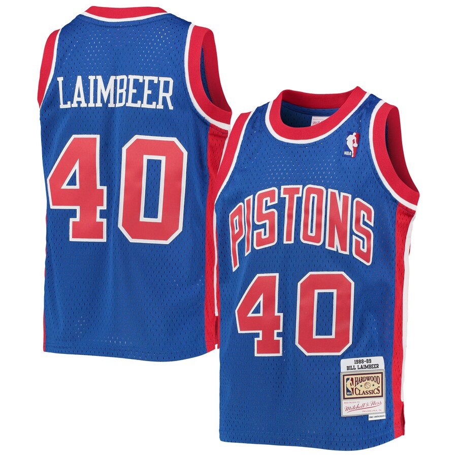 Youth Detroit Pistons Bill Laimbeer Mitchell & Ness Blue 1988/89 Hardwood Classics Swingman Jersey - Puhuasuan