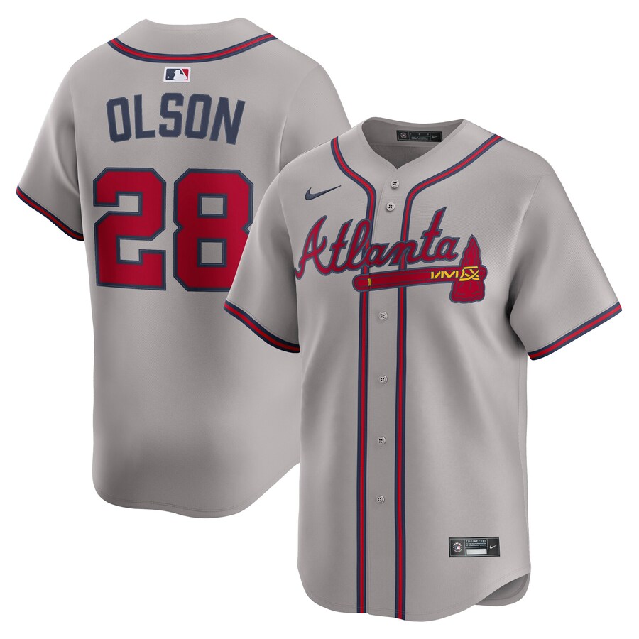 Men's Atlanta Braves Matt Olson Nike Gray Road Limited Player Jersey - Puhuasuan