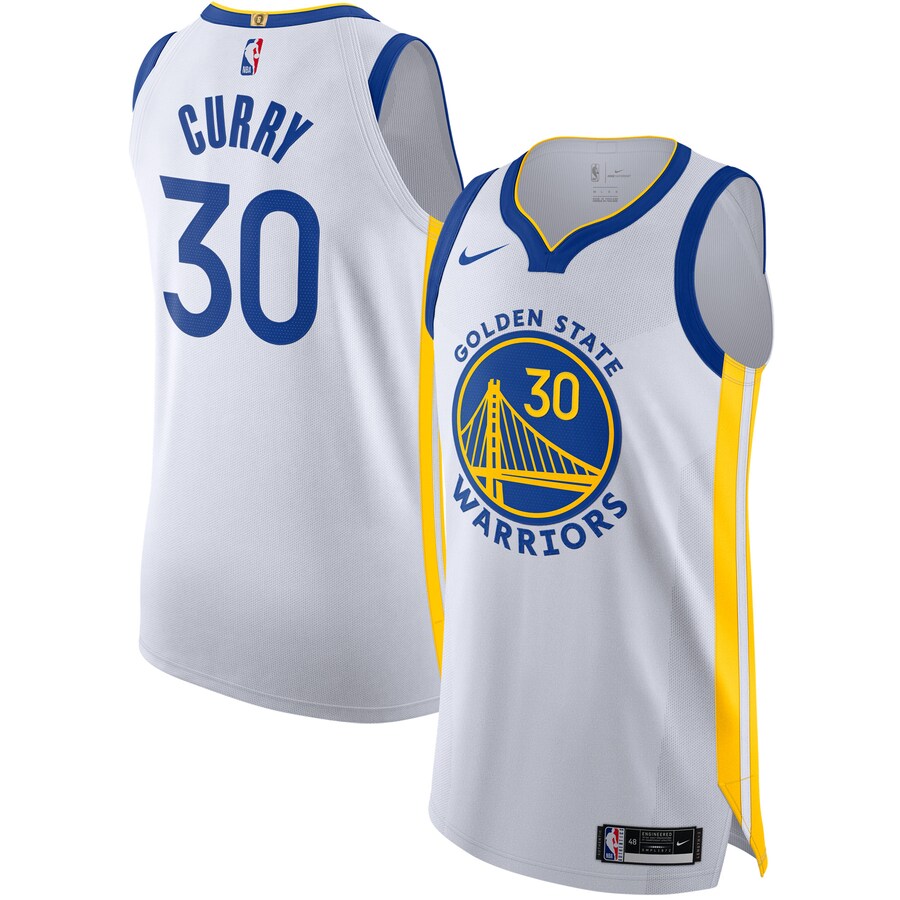 Men's Golden State Warriors Stephen Curry Nike White Authentic Jersey - Association Edition - Puhuasuan