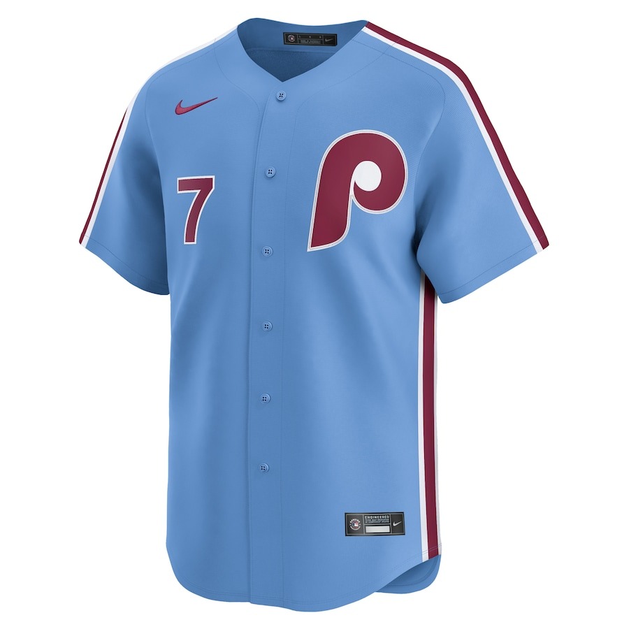 Men's Philadelphia Phillies Trea Turner Nike Light Blue Alternate Limited Player Jersey - Puhuasuan