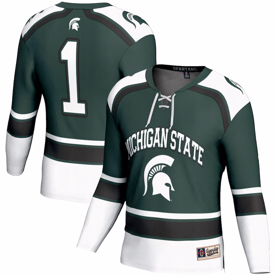 Men's GameDay Greats #1 Green Michigan State Spartans Hockey Jersey - Puhuasuan