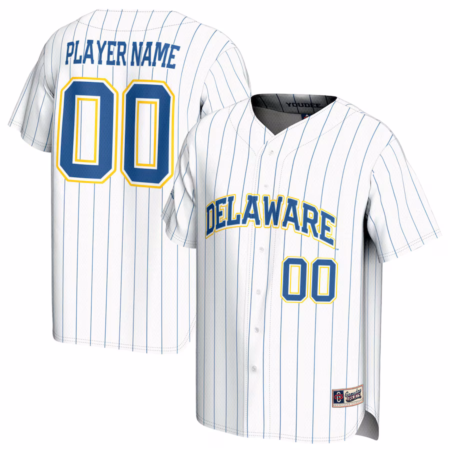 Delaware Fightin' Blue Hens GameDay Greats Youth NIL Pick-A-Player Baseball Lightweight Jersey - White - Puhuasuan