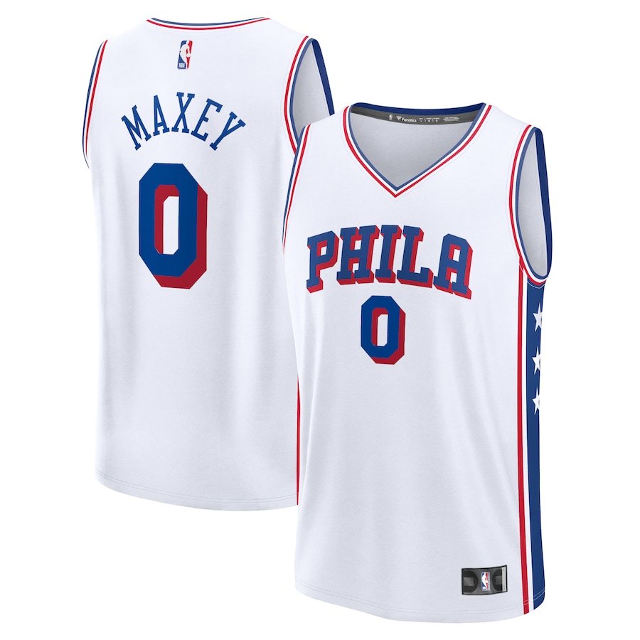 Men's Philadelphia 76ers Tyrese Maxey Fanatics White Fast Break Replica Player Jersey - Association Edition - Puhuasuan