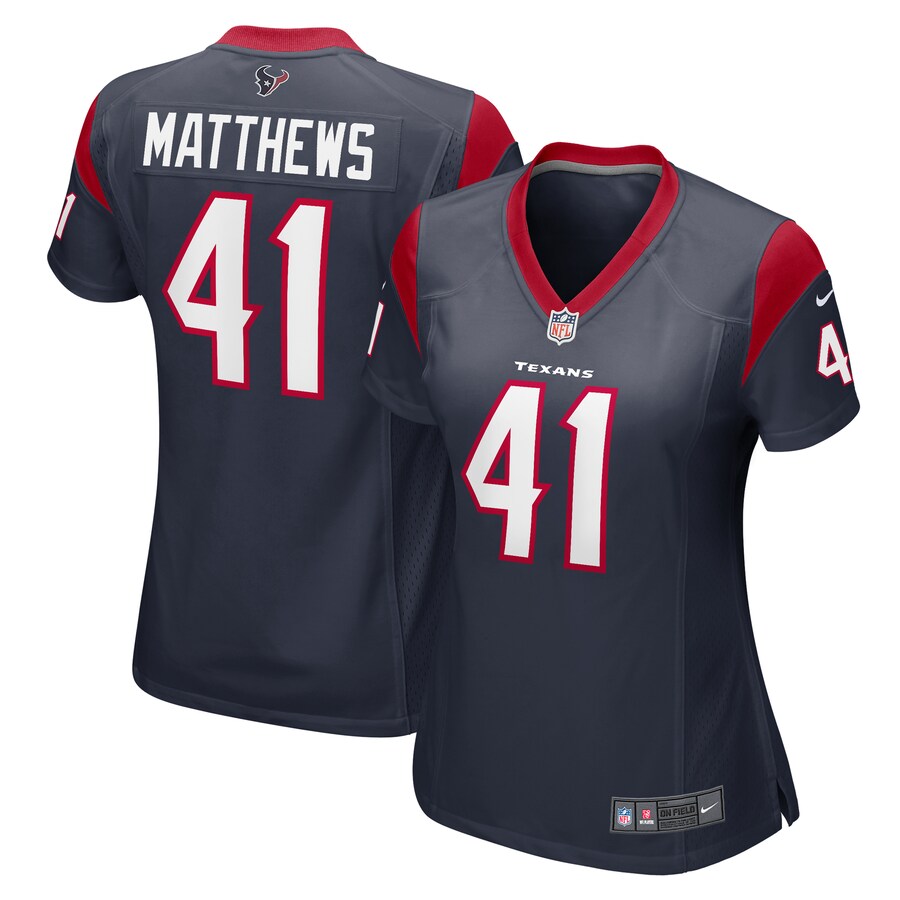 Women's Houston Texans Jesse Matthews Nike  Navy Team Game Jersey - Puhuasuan