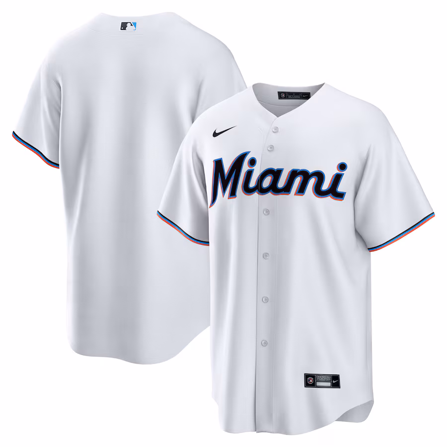 Men's Miami Marlins Nike White Home Blank Replica Jersey - Puhuasuan