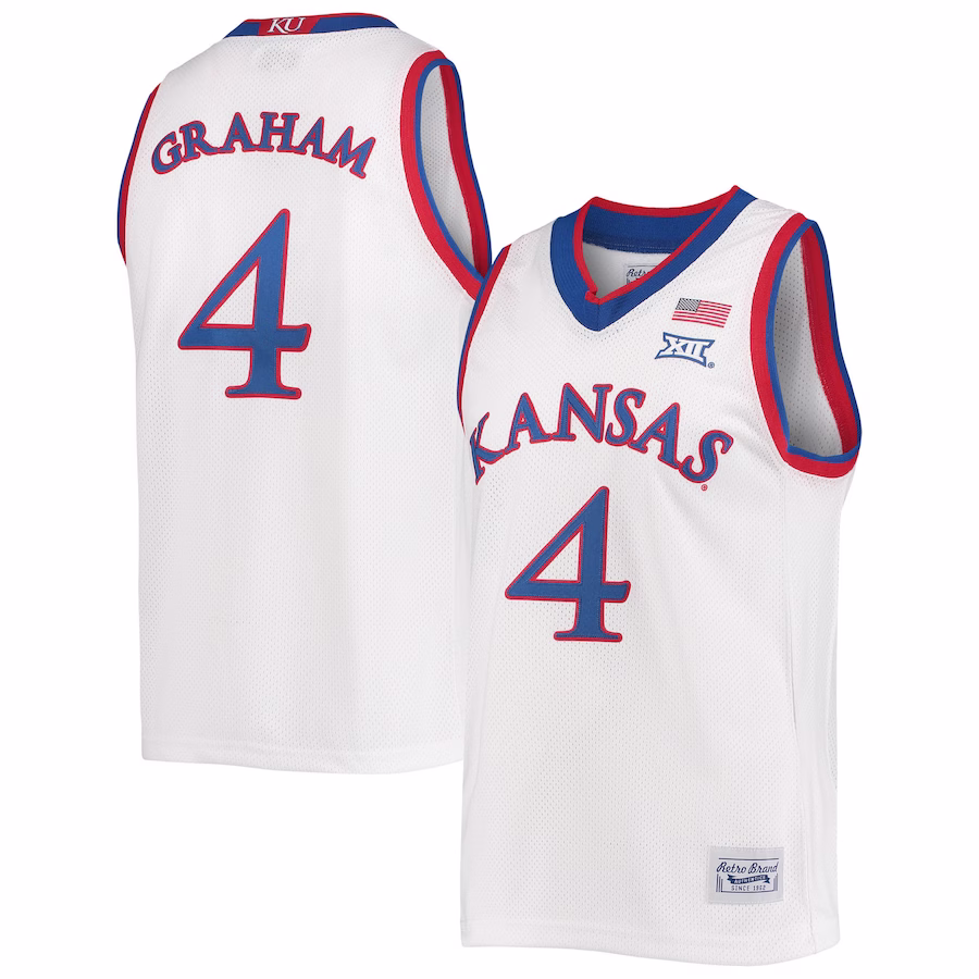 Devonte' Graham Kansas Jayhawks Original Retro Brand Commemorative Classic Basketball Jersey - White - Puhuasuan
