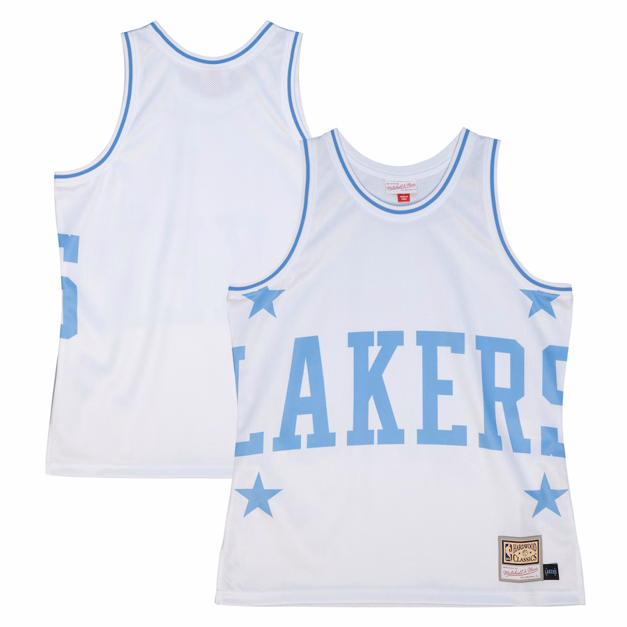 Men's Los Angeles Lakers  Mitchell & Ness White Hardwood Classics Blown Out Fashion Jersey - Puhuasuan