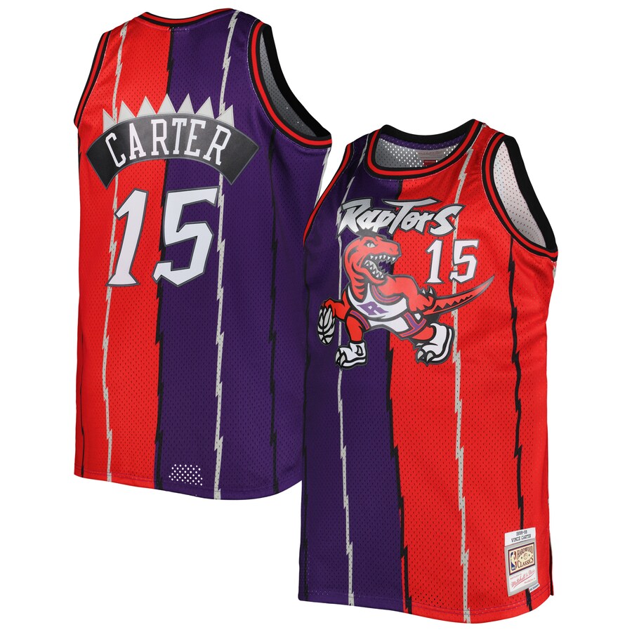 Men's Toronto Raptors Mitchell & Ness Purple/ Red Big & Tall Hardwood Classics 1998/99 Split Swingman Jersey - Puhuasuan