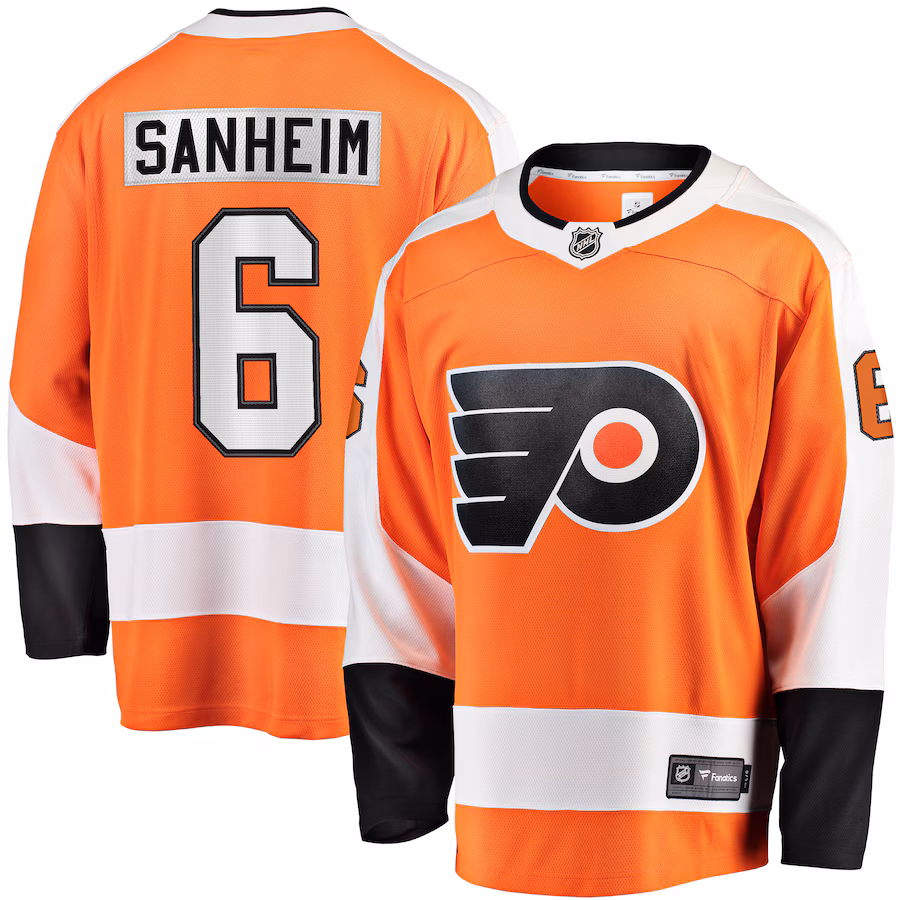 Men's Philadelphia Flyers Travis Sanheim Fanatics Orange Premier Breakaway Player Jersey - Puhuasuan