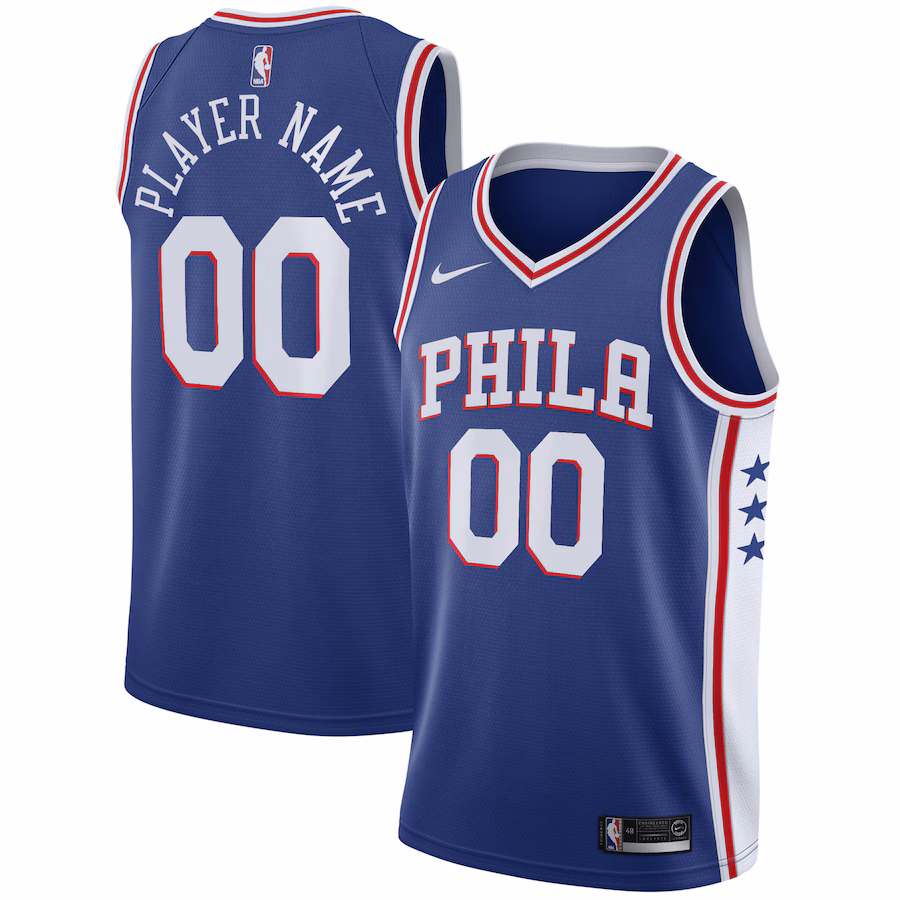 Men's Philadelphia 76ers Nike Royal 2020/21 Swingman Custom Jersey - Icon Edition - Puhuasuan
