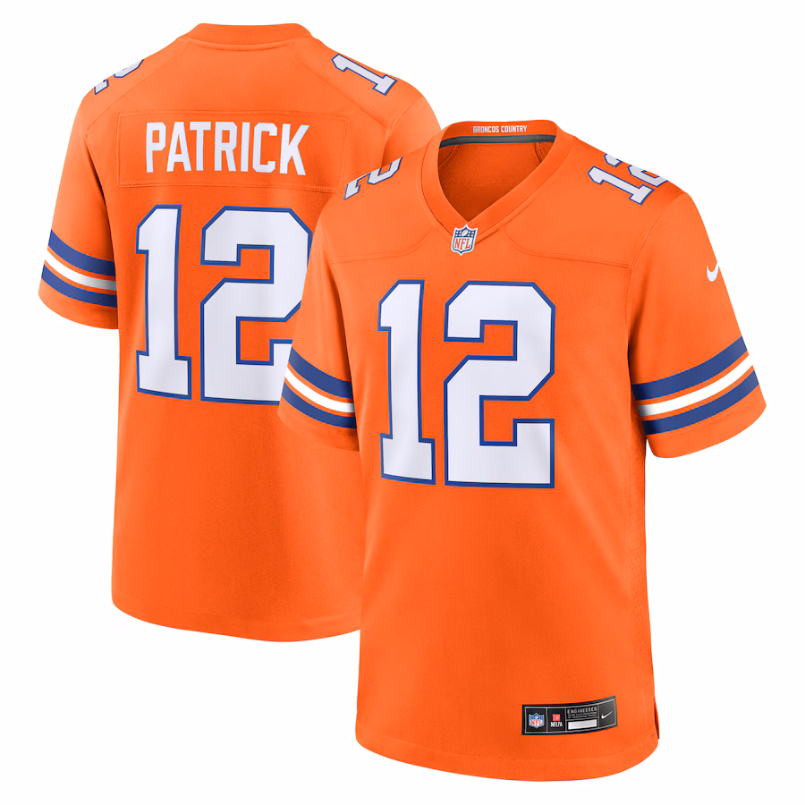 Men's Denver Broncos Tim Patrick Nike Orange Mile High Collection 1977 Throwback Player Game Jersey - Puhuasuan