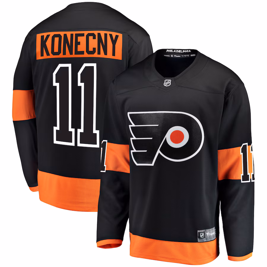 Men's Philadelphia Flyers Travis Konecny Fanatics Black Alternate Breakaway Player Jersey - Puhuasuan