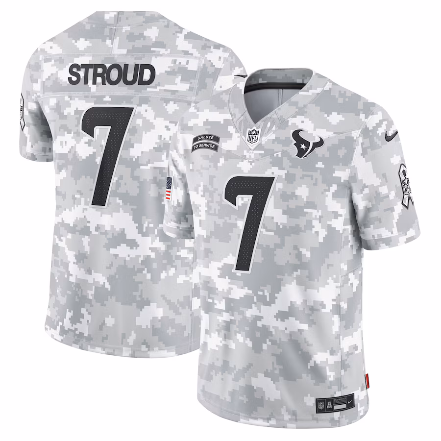 Men's Houston Texans C.J. Stroud Nike Arctic Camo 2024 Salute to Service Limited Jersey - Puhuasuan
