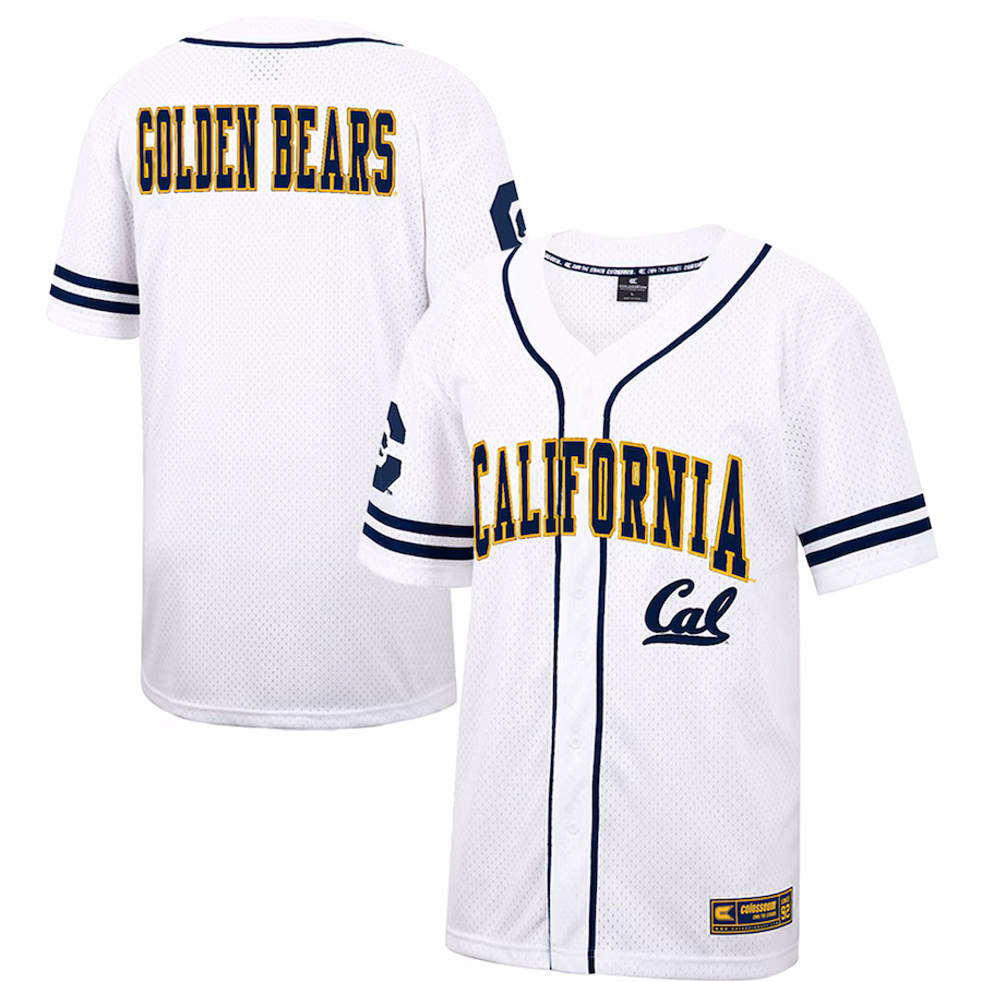 Men's Colosseum White Cal Bears Free Spirited Mesh Button-Up Baseball Jersey - Puhuasuan
