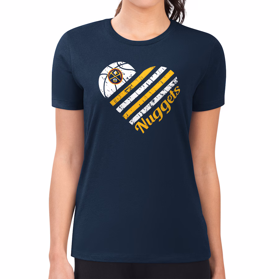 Women's Denver Nuggets G-III 4Her by Carl Banks Navy Heart Team T-Shirt - Puhuasuan